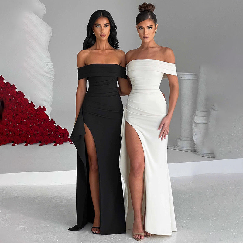 Elegantes Damenkleid in Unifarben mit Schlitz – Ärmellos & Figurbetont